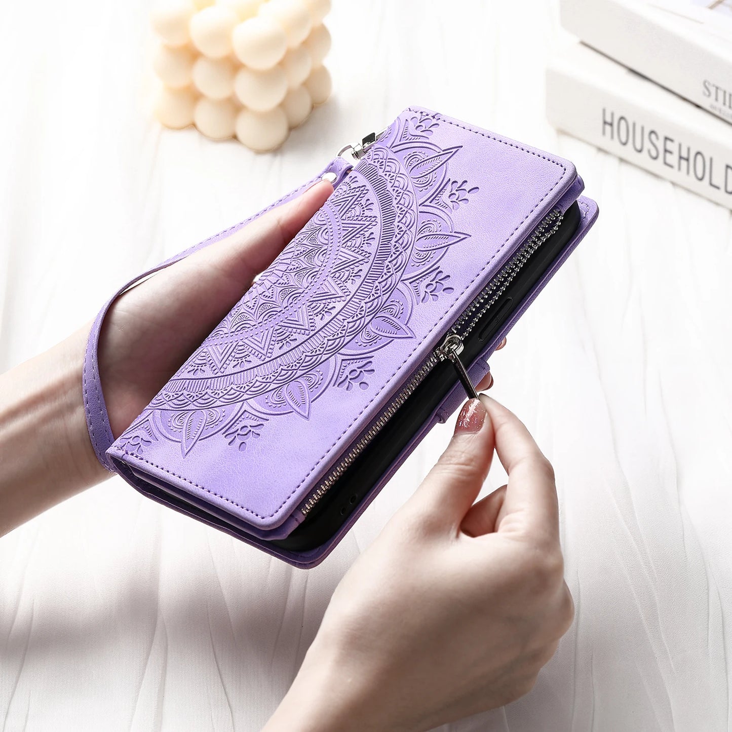 Leather Flip Case For Samsung Galaxy S26 S25 S23 S24 Ultra S22 S21 Plus S20 FE + Note 20 10 9 Card Wallet Embossing Phone Bag