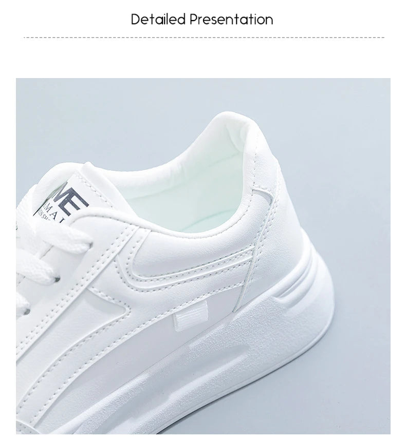 Outdoor Women Walking Shoes Skateboarding Shoes Women Sneakers PU Leather Lace-Up Breathable Jogging Casual Sneakers De Mujer