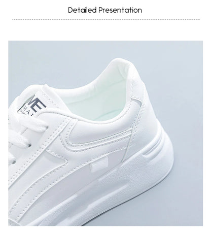Outdoor Women Walking Shoes Skateboarding Shoes Women Sneakers PU Leather Lace-Up Breathable Jogging Casual Sneakers De Mujer