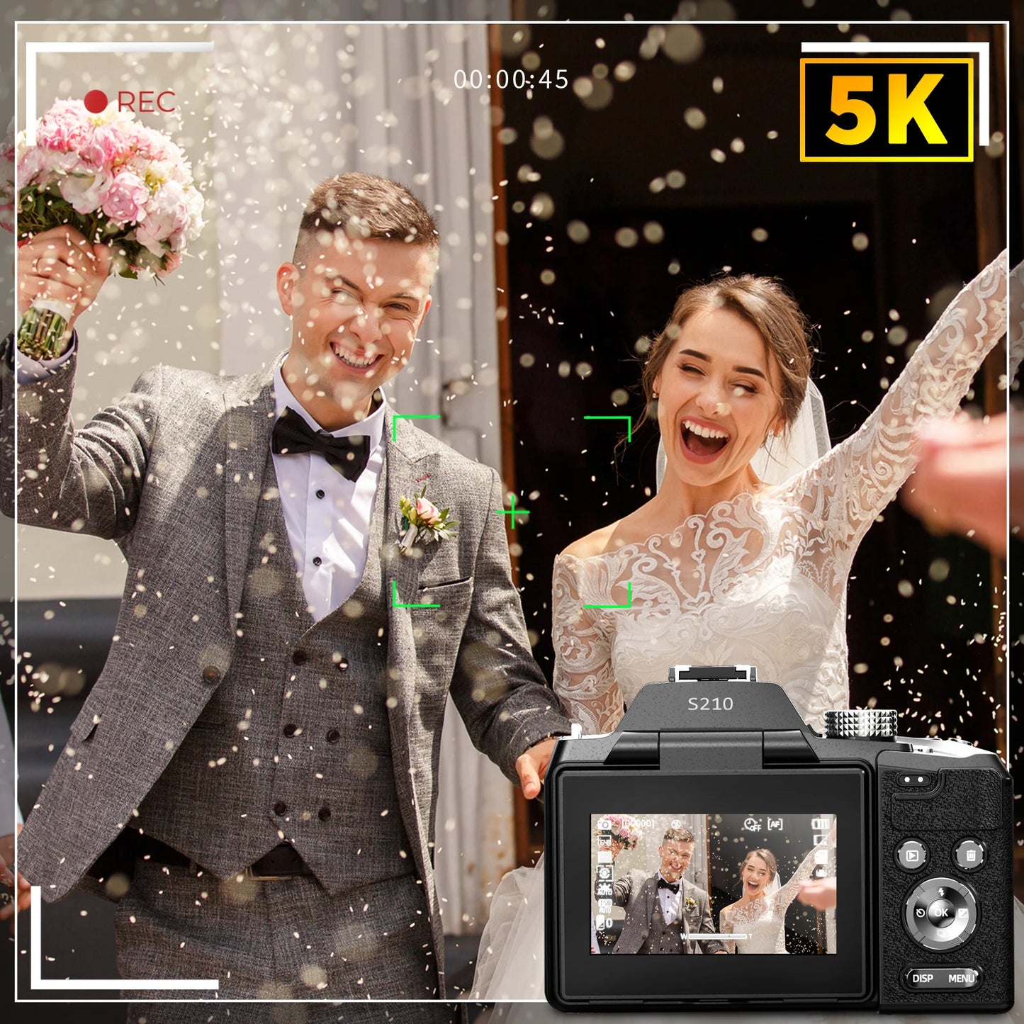 64MP Digital Camera - 5K Video, 16X Optical Zoom & WiFi Camera Control for Vlogging