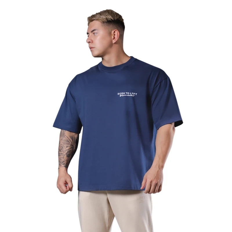 LYFT UNITED KINGDOM Trendy Loose Fitting Men's Sports Short Sleeved T-shirt Pure Cotton Gym Running Shirts Training Clothes Tees