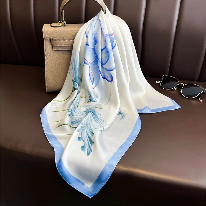 Luxury Satin Silk Scarf - Womens Fashion Shawl Hijab Neckerchief Bandana 2023
