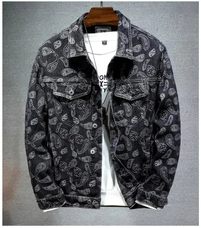 2025 New Men Pure Colour Denim Jacket Single-breasted Lapel Daily Casual Simple Coats