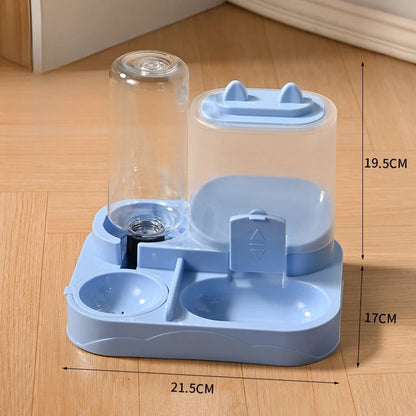 Ww-Durable Plastic 2-in-1 Automatic Pet Feeder Water Dispenser Large Capacity Food Water Bowl For Cats Dogs