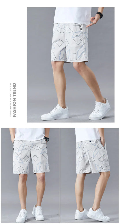 Big Men's Summer Shorts Cotton Knee Pants Golf Plaid Fashion Zipper Pocket Y2K Swim Beach Relaxed Fit Jogger Shorts
