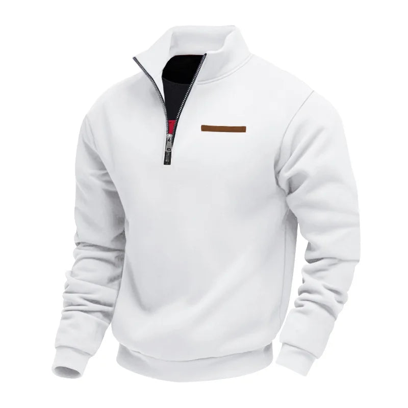 American autumn and winter heavy fleece long-sleeved men's sweater half zipper loose stand-up collar pullover men's sweater