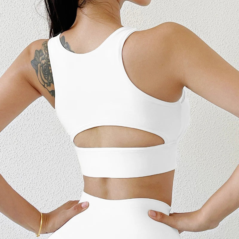 Nylon Gym Bra - Breathable Sports Bra Women | Elastic Workout Crop Top With Removable Chest Pad
