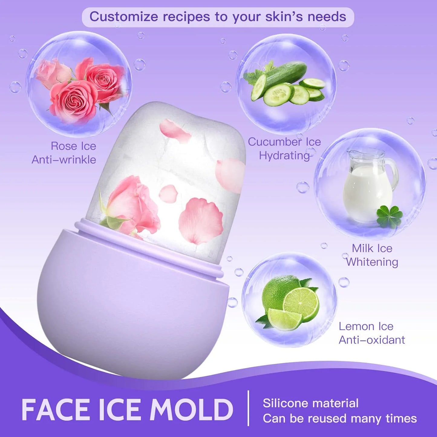 Silicone Face Ice Cube Mould Beauty Skin Care Silicone Face Ice Roller
