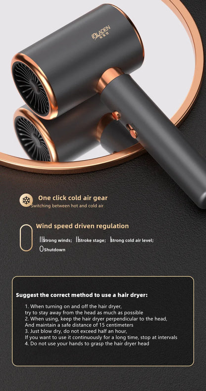 Professional Hair Dryer - Foldable High Power Negative Ion Blu-Ray Electric Blow Dryer