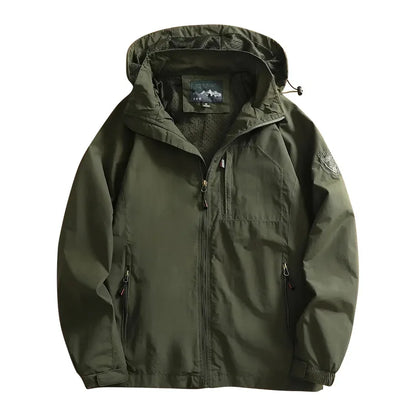 New Waterproof Hooded Jackets Men Casual Windproof Coat Autumn Lightweight Multi-Pocket Hiking Windbreaker Detachable Hat Jacket