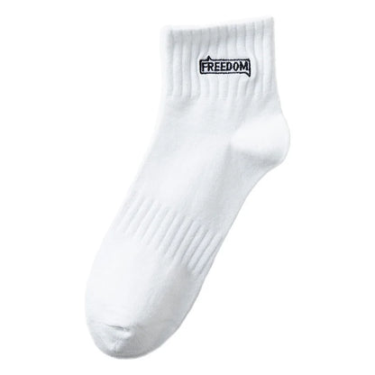 5 Pairs/Lot Men's Solid Color Socks Black White Business Casual Simple Versatile Breathable Cotton Sports Mesh Short Socks