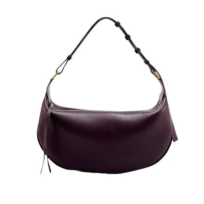 PU Leather Shoulder Bag - Dumpling Crescent Soft Hobo Bag for Women with Zipper Closure