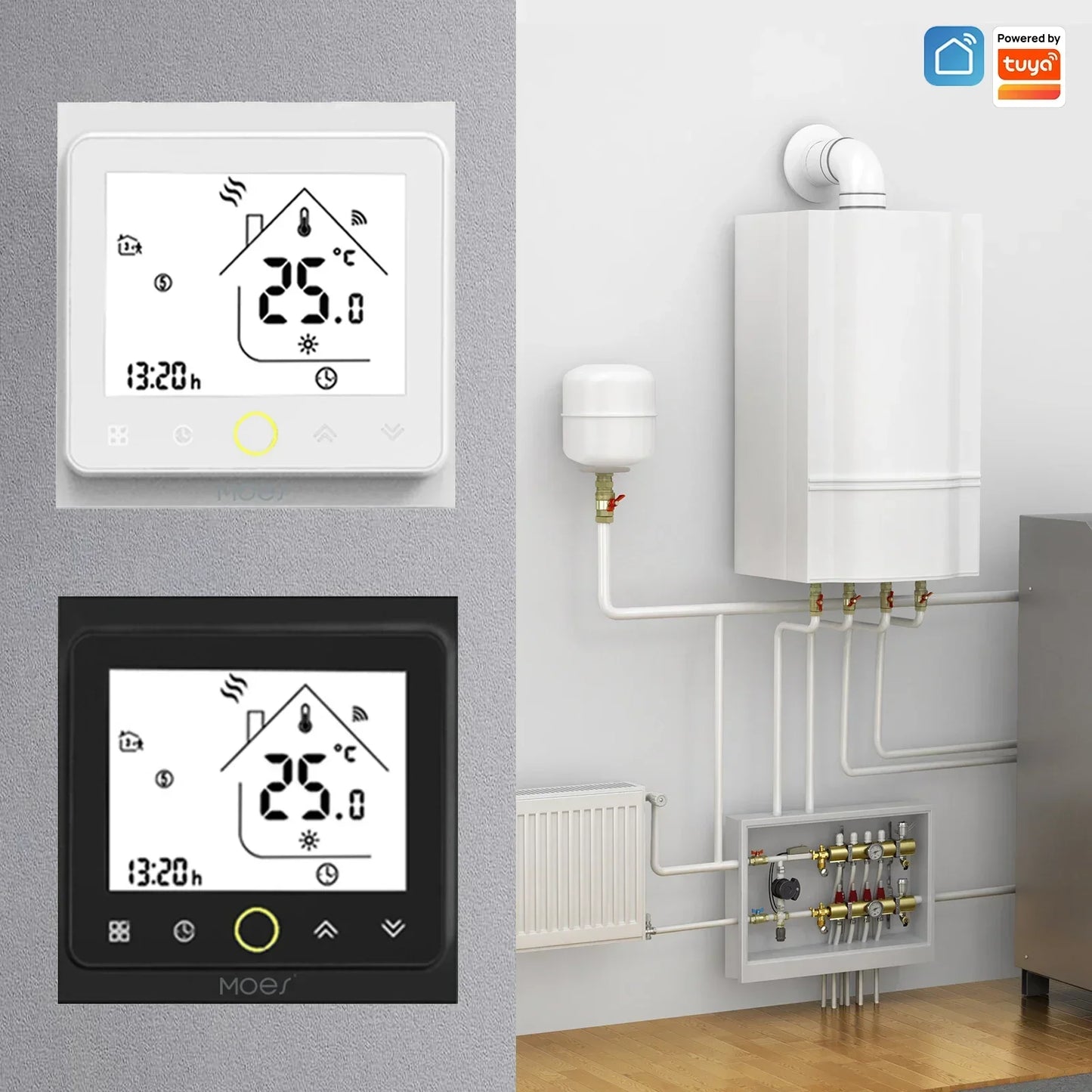 WiFi Floor Heating Thermostat - Smart Voice Control, Alexa Compatible, Programmable Timer