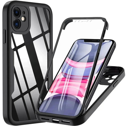 360 Full Body Front+Back Clear Protection Case For iPhone 17 16 Pro Max 13 14 15 Plus 11 12Pro Shell-membrane Shockproof Cover