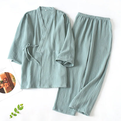 2025 Japanese Cotton Kimono Set - Unisex Pajamas  Home Service Suit