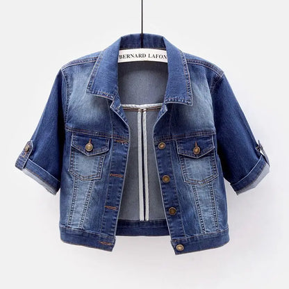 2025 New Spring Summer Women Short Denim Jacket  Fashion Slim Jeans Cape Coat