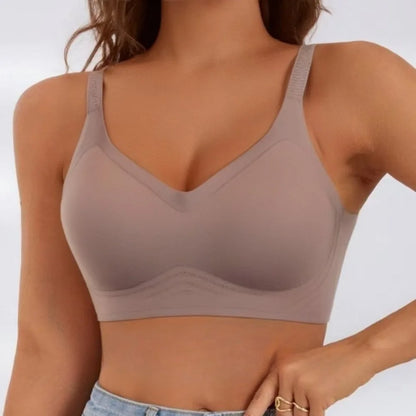 Women's Seamless Underwire Support Bra Gathers Comfortable and Soft Underwire Full Coverage T-shirt