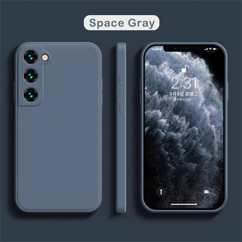 Official Silicon Phone Case For Samsung Galaxy S25 S24 S23 S22 S26 S21 Ultra FE Plus A15 A25 A16 5G Shockproof Back Cover Funda
