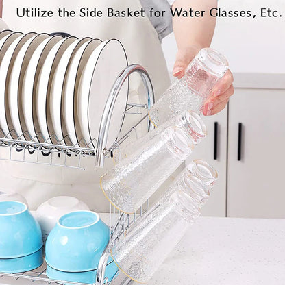 Stainless Steel Dish Rack - 2-Tier Metal Plate Holder | Rust Resistant & Space Saving