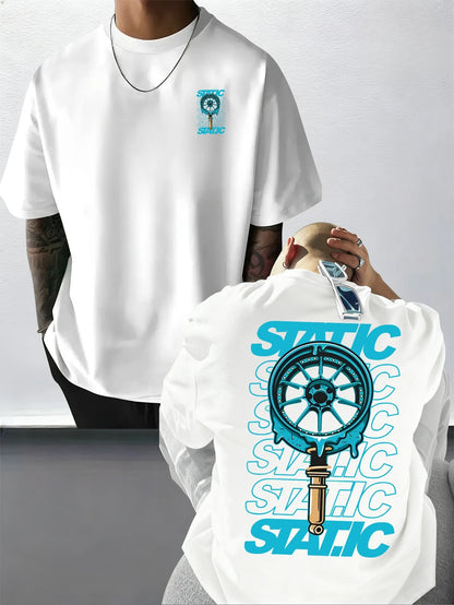 Men's Streetwear Static Wheel Rim Low Life T shirt Cotton Jogging  Tee Casual Trendy Oversized O-Neck Unisex Summer Spring shirt