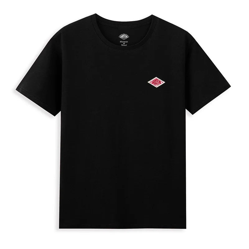 2025 Exported To Japan Orders Classic Embroidery Fashion Solid Simple Loose Short Sleeve Cotton Couple T-shirt Men/Women Top