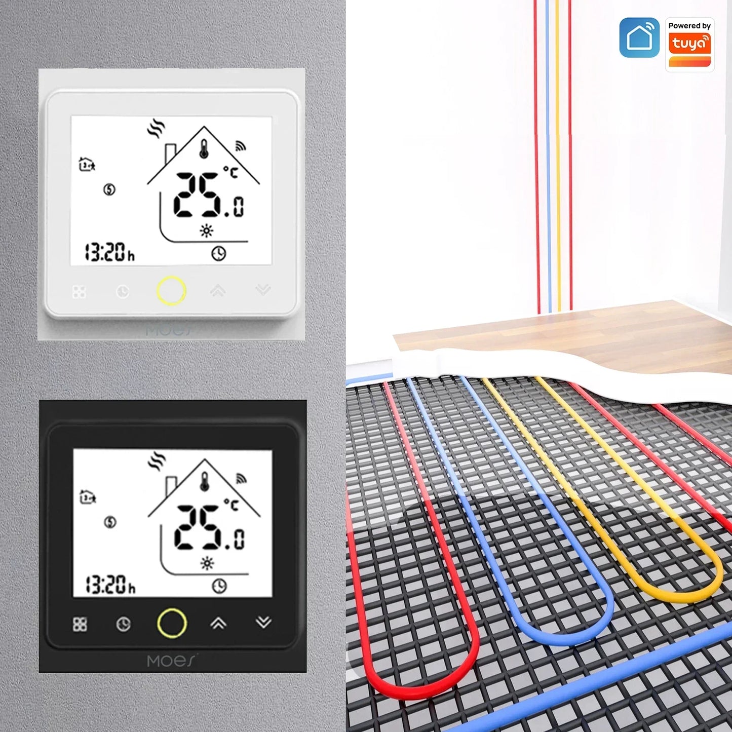 WiFi Floor Heating Thermostat - Smart Voice Control, Alexa Compatible, Programmable Timer