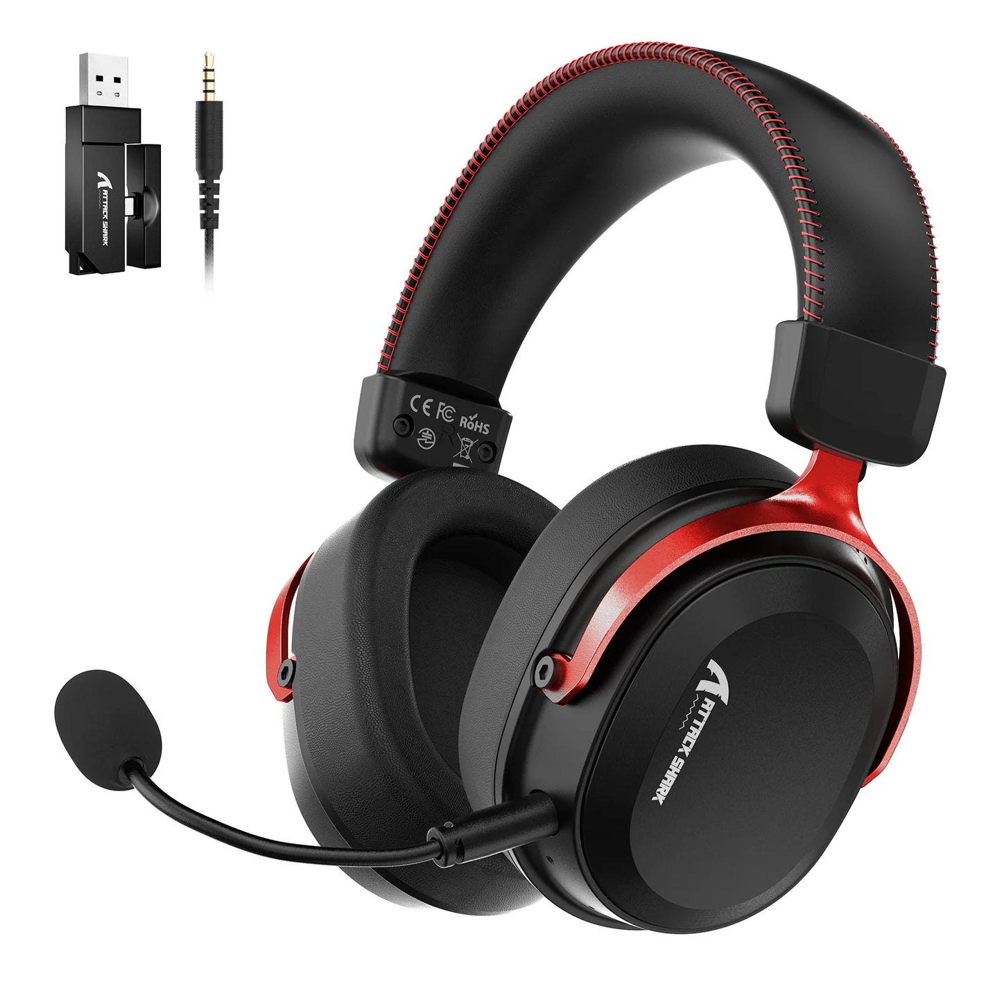 ATTACK SHARK L30 Pro Wireless Gaming Headset with 2.4Ghz/BT/Wired, Long Battery Life with Detachable Microphone 7.1 Surround Sou