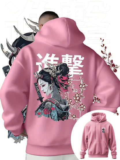 Japan Samurai Anime Harajuku Y2K Men Women Pullover Hoodie Street Casual Sport Loose Daily Autumn Winter Sweatshirt Top Clothes