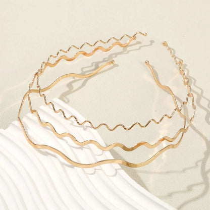 3PCS Women's Metal Gold Thin Wave Headbands, Minimalist & Practical Bang Hair Bands, Ultra-Minimalist Elegant Hair Accessories (