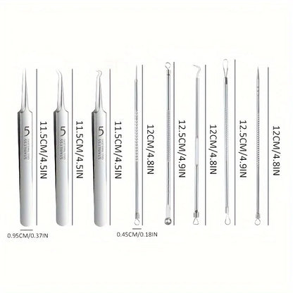 Stainless Steel 4/7/8pcs Acne Removal Tool Set - Blackhead & Pimple Popper Kit for All Skin Types, Fragrance-Free, Beauty Tools