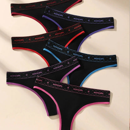 6Pcs/Set Sexy Women Thongs Low Waist Underwear Panties Girls Briefs Cotton G-String Breathable Ladies Panty Female Lingerie XS-L