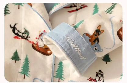 2026 Spring Autumn Winter New Home Clothes Women Cotton Pajamas Suit Cartoon Nightwear Comfort Shirt Pants Gift Loungewear