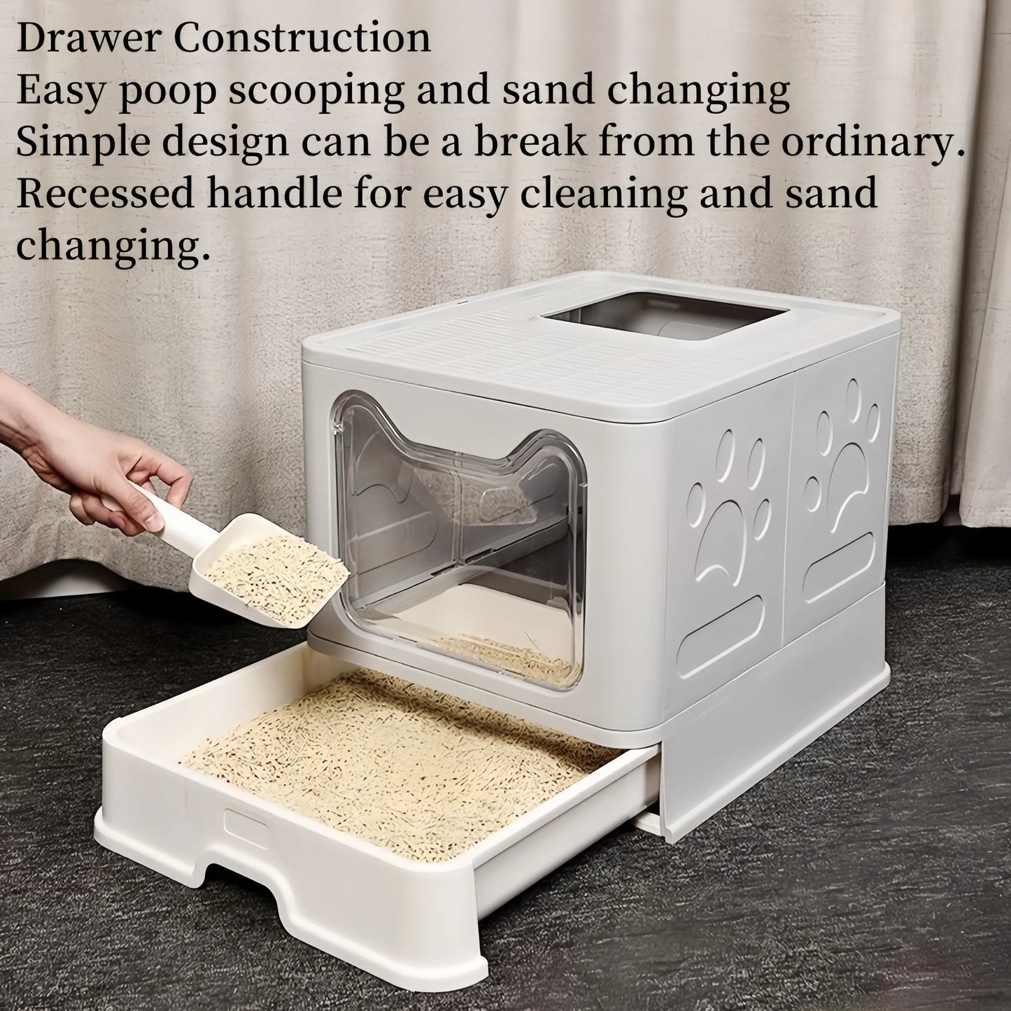 Foldable Cat Litter Box - Drawer Design with Scooper for Easy Cleanup - ZOOMNSTORE