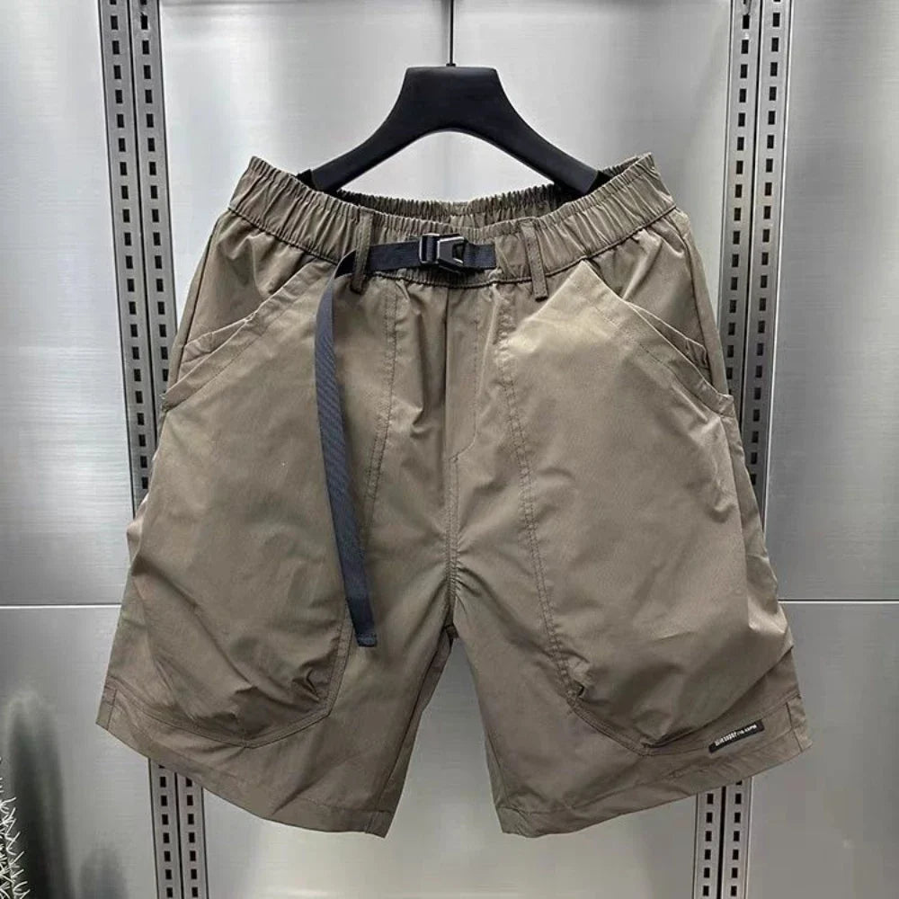 2025 Men's Large Pocket Waistband Work Shorts Summer Thin New Loose Straight Half Middle Pants