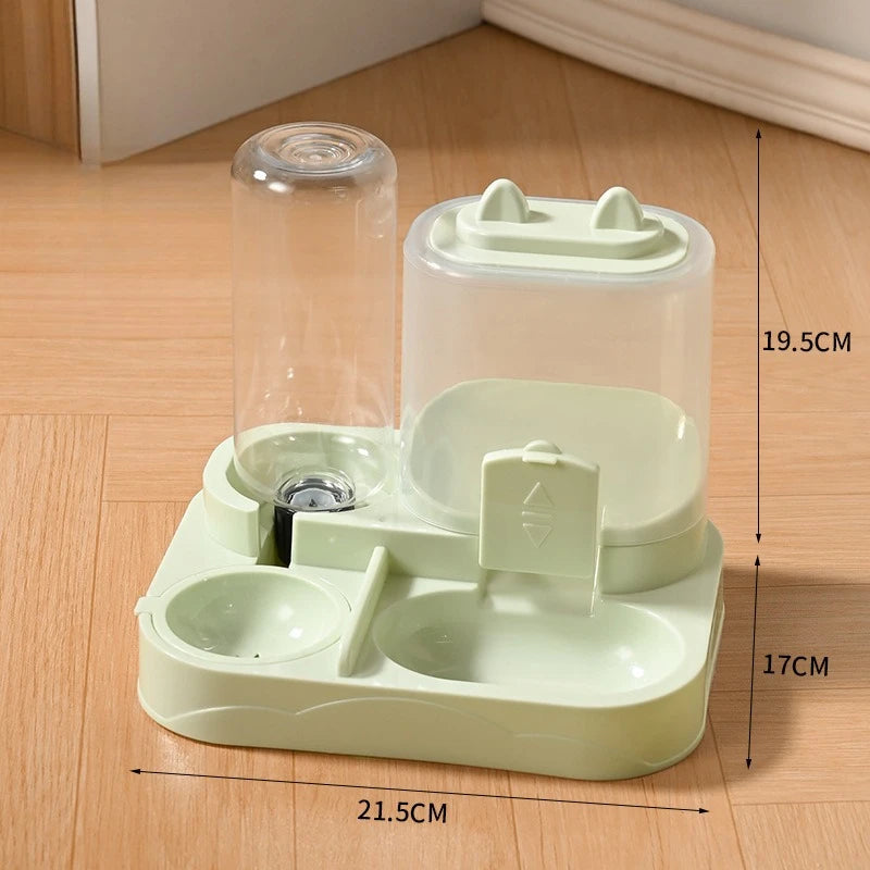 Ww-Durable Plastic 2-in-1 Automatic Pet Feeder Water Dispenser Large Capacity Food Water Bowl For Cats Dogs