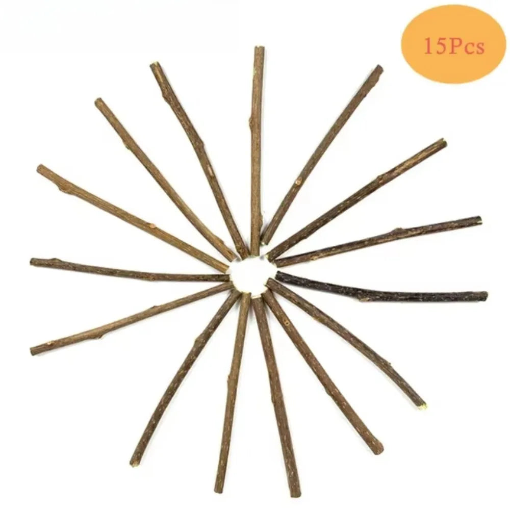 15pcs Natural Matatabi Cat Catnip Toy Kitten Molar Chew Stick Pet Cleaning Teeth Cat Treat Toy Actinidia Silvervine Pet Products