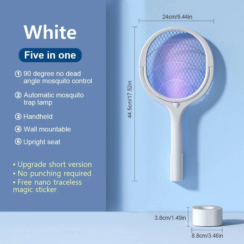 3500V 5 in1 Mosquito Killer Lamp Multicunctional Angle Adjustable Bug Zapper Electric USB Rechargeable Mosquito Fly Bat Swatter