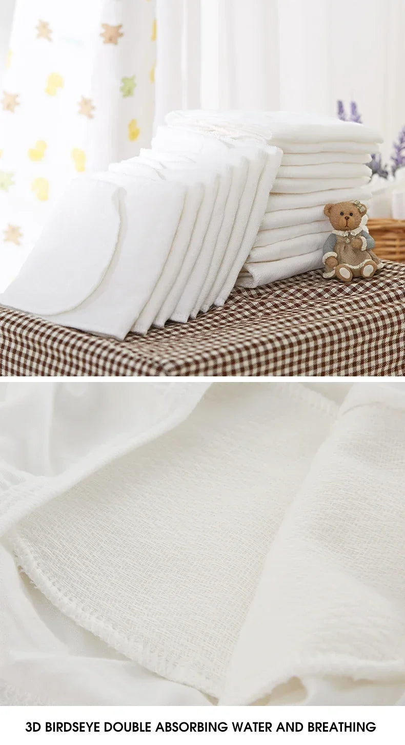 2/5pcs/10pcs Baby Reusable Diapers Washable Ecological Nappies Inserts Cotton Cloth Diapers for Children Breathable Absorbent