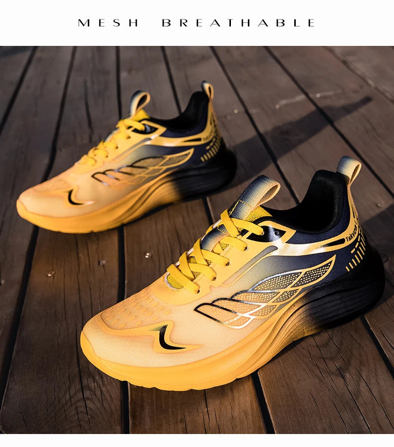 New Purple Orange Gradient Mesh Running Shoes for Men & Women, Lightweight Breathable Athletic Sneakers
