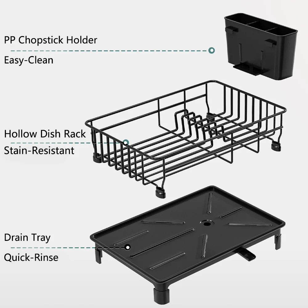 Kitchen Organizer Rack - Multi Functional Dish Drying Rack & Utensil Drainer | Stackable Metal Storage