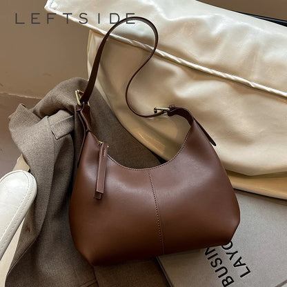 PU Leather Crossbody Bag | Women’s Small Retro Baguette Style Shoulder Bag with Hasp Closure