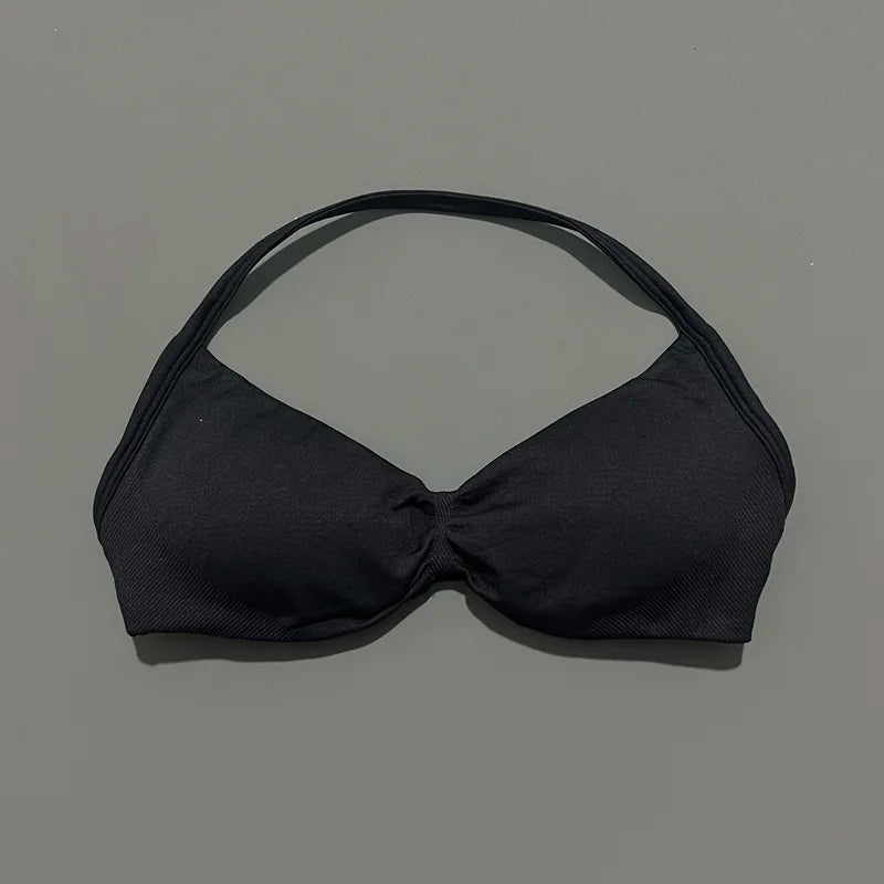 Impact Sports Bra - High Support Strappy Halter Bra With Removable Pads