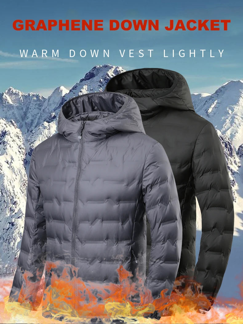 JNLN Men's Winter Down Jacket Duck Down Lightweight Padded Jackets Hiking Camping Climbing Trekking Graphene Lining Warm Coat
