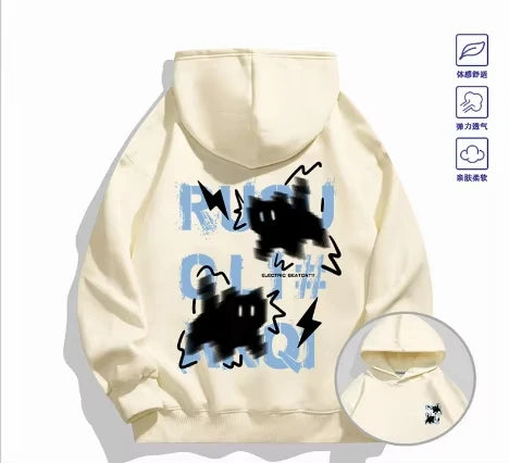 2026 Trendy _Haze Blue_ Cat Hoodie - Both Men's and Women's Spring_Autumn Multi-Purpose Coat - Cool Fashion Item