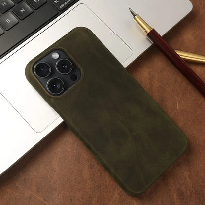 ZWW Crazy House Genuine Leather Cover Case For Iphone 15 Pro Max Case For Iphone 14pro 12 11 XR XS 13 8 Aesthetic Vintage Retro