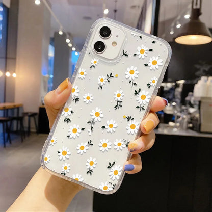 Flower Phone Case For iPhone 17 Case iPhone 15 13 14 11 12 16 Pro Max 7 8 Plus 12 13 Mini XR SE Soft Silicone Transparent Cover