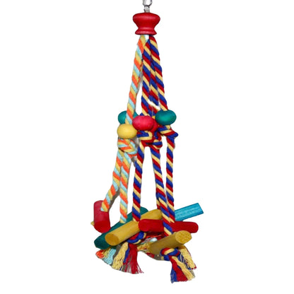 Cage Hanging Rope Bird Climbing Chewing Toys Multicolored Natural Wooden Bird Chewing Toys for Conure Cockatiel Budgies