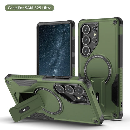 Fold Stand Holder Magnetic Armor Case For Samsung S26 S25 Ultra S24 Plus A26 A16 A56 Wireless Charging Bracket Shockproof Cover