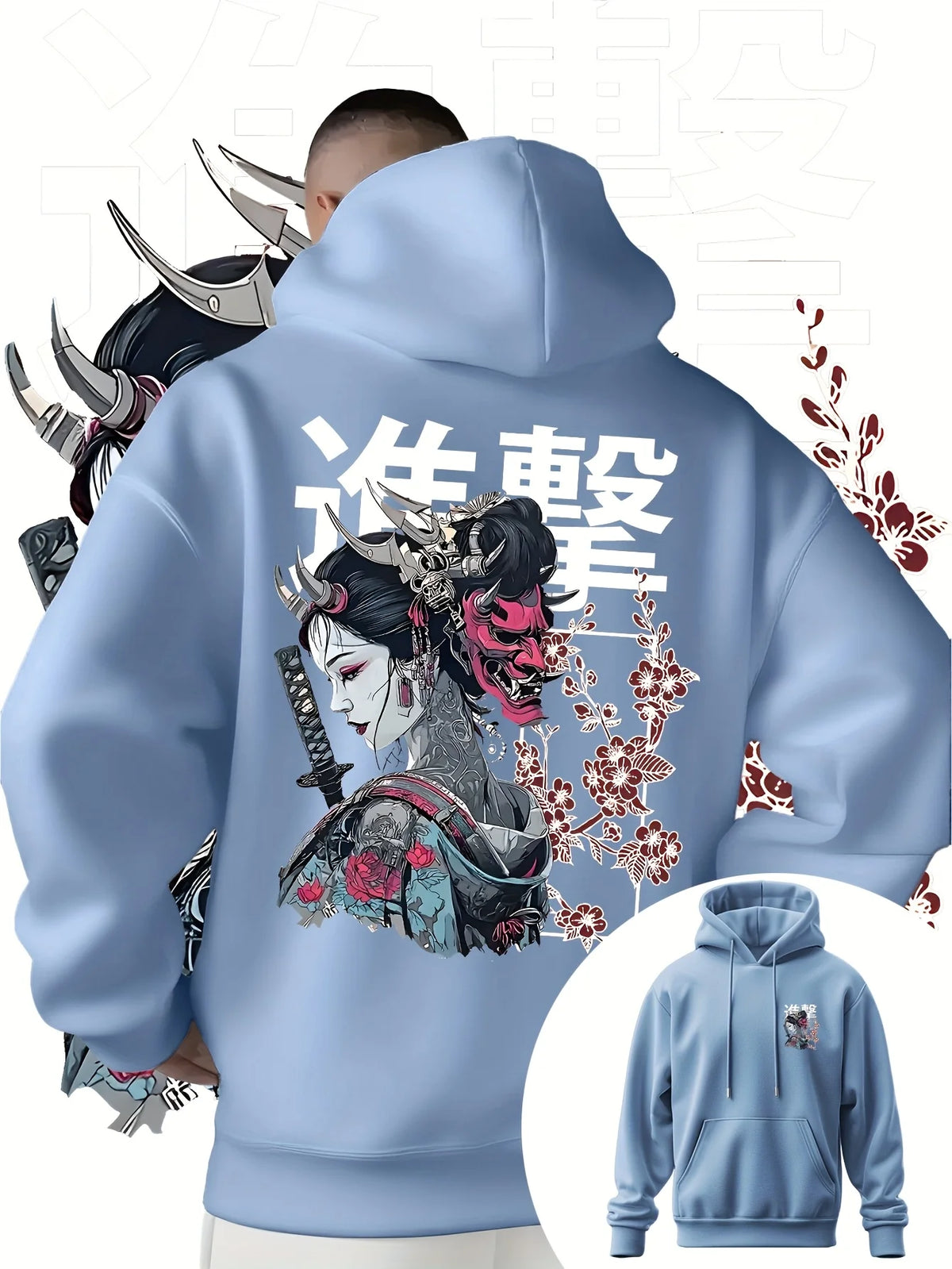 Japan Samurai Anime Harajuku Y2K Men Women Pullover Hoodie Street Casual Sport Loose Daily Autumn Winter Sweatshirt Top Clothes