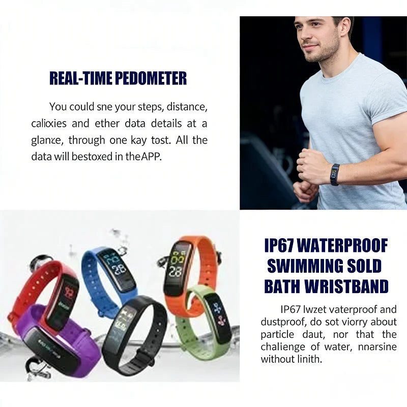 Lenovo Smart Bracelet C1 Plus Bluetooth Fitness Tracker Sports Step Counting Heart Rate Blood Pressure Monitor Waterproof Unisex